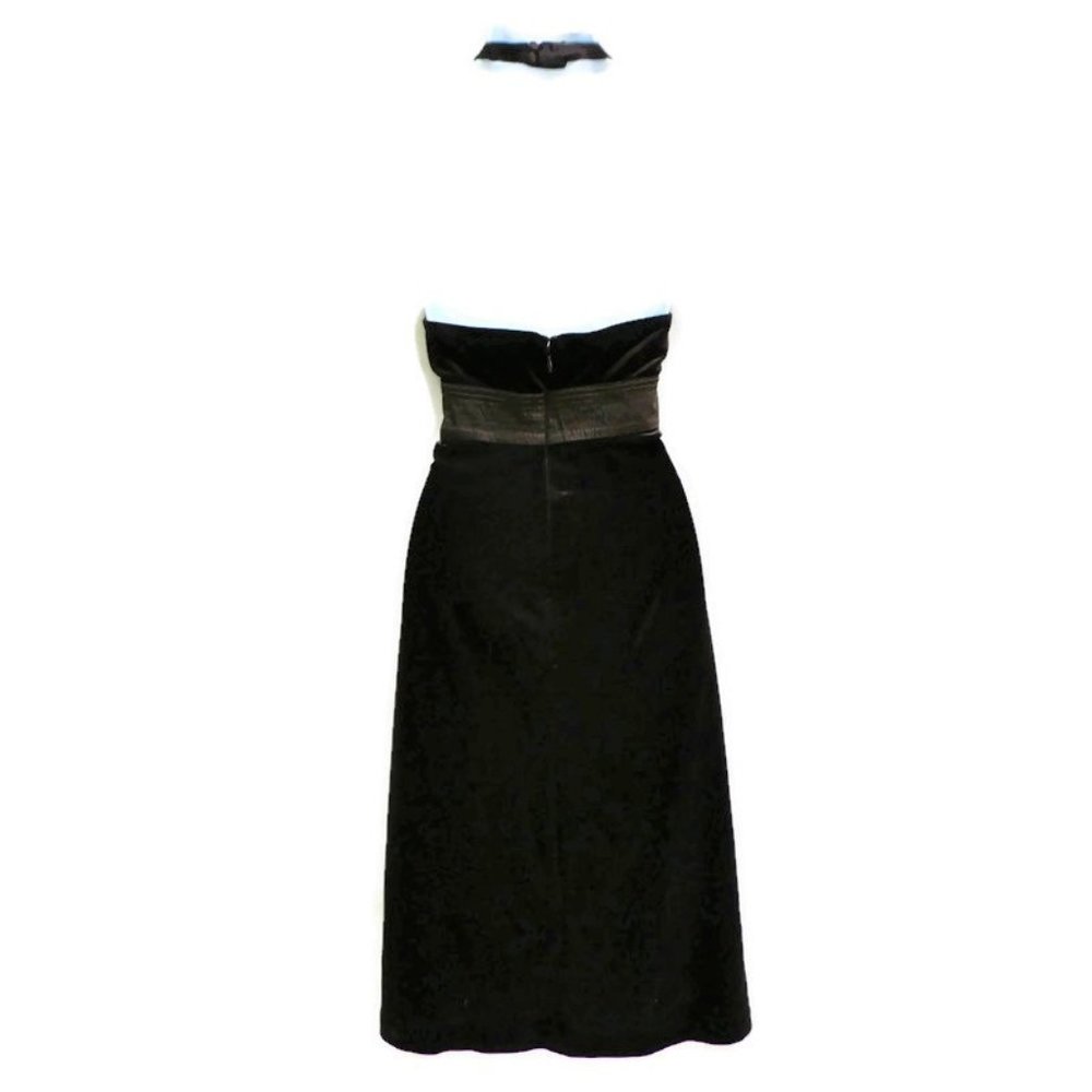 VeLVeT Vintage 90s Robbie Bee Halter Dress Brown Sweetheart Satin Pintuck 10 - Picture 3 of 9